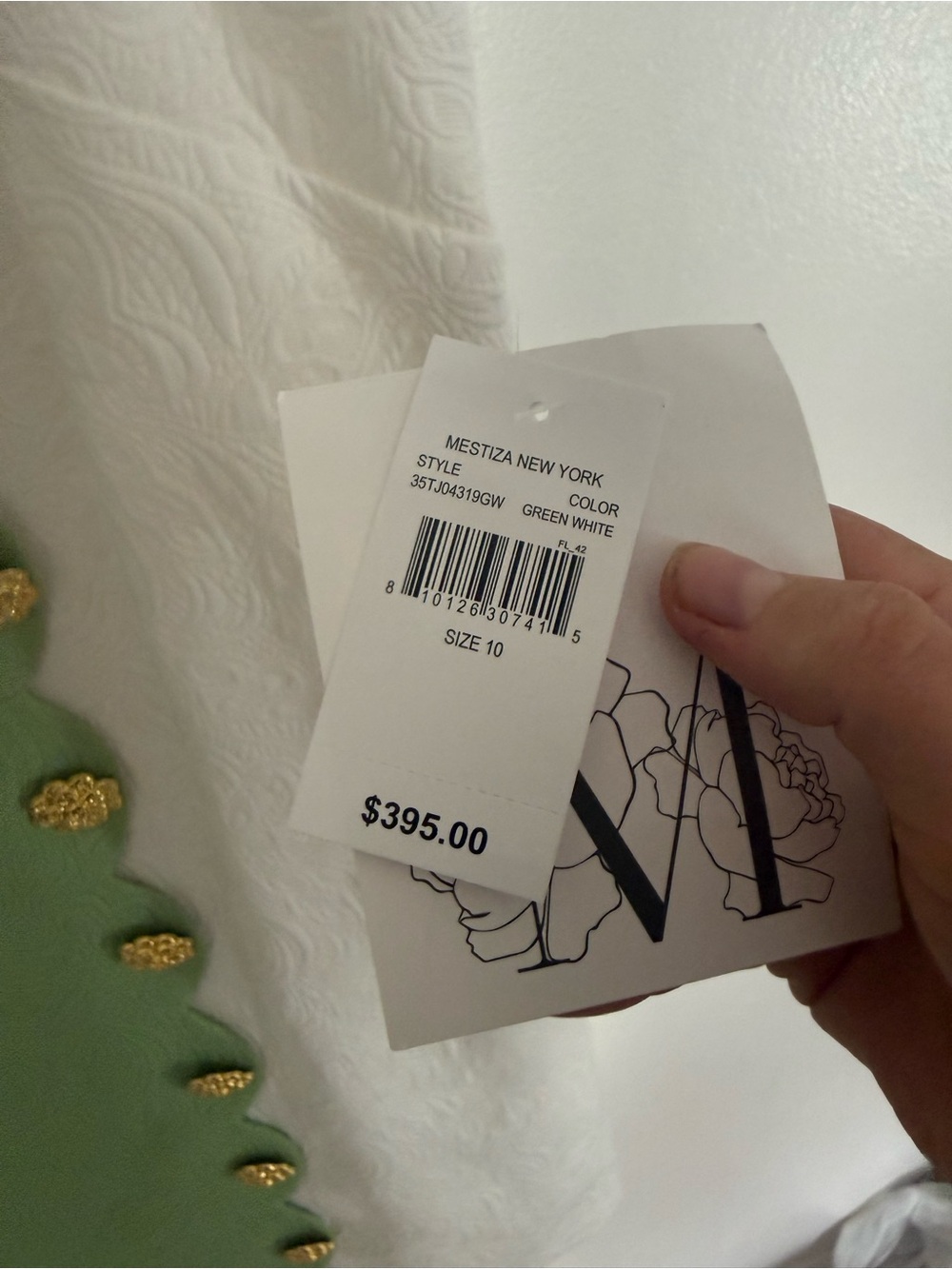 NWT Mestiza Dress Etta Scallop Mini in Green White - Picture 8 of 8